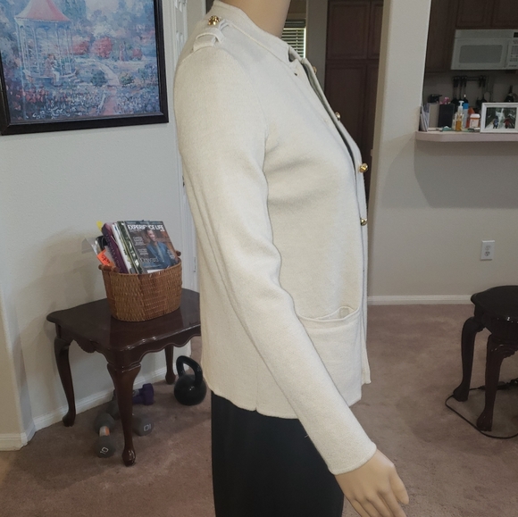 Talbots 4p merino wool military style cardigan - Picture 4 of 9